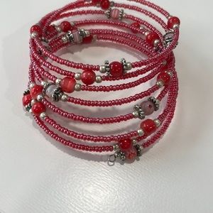 Hand made bracelet, red very casual